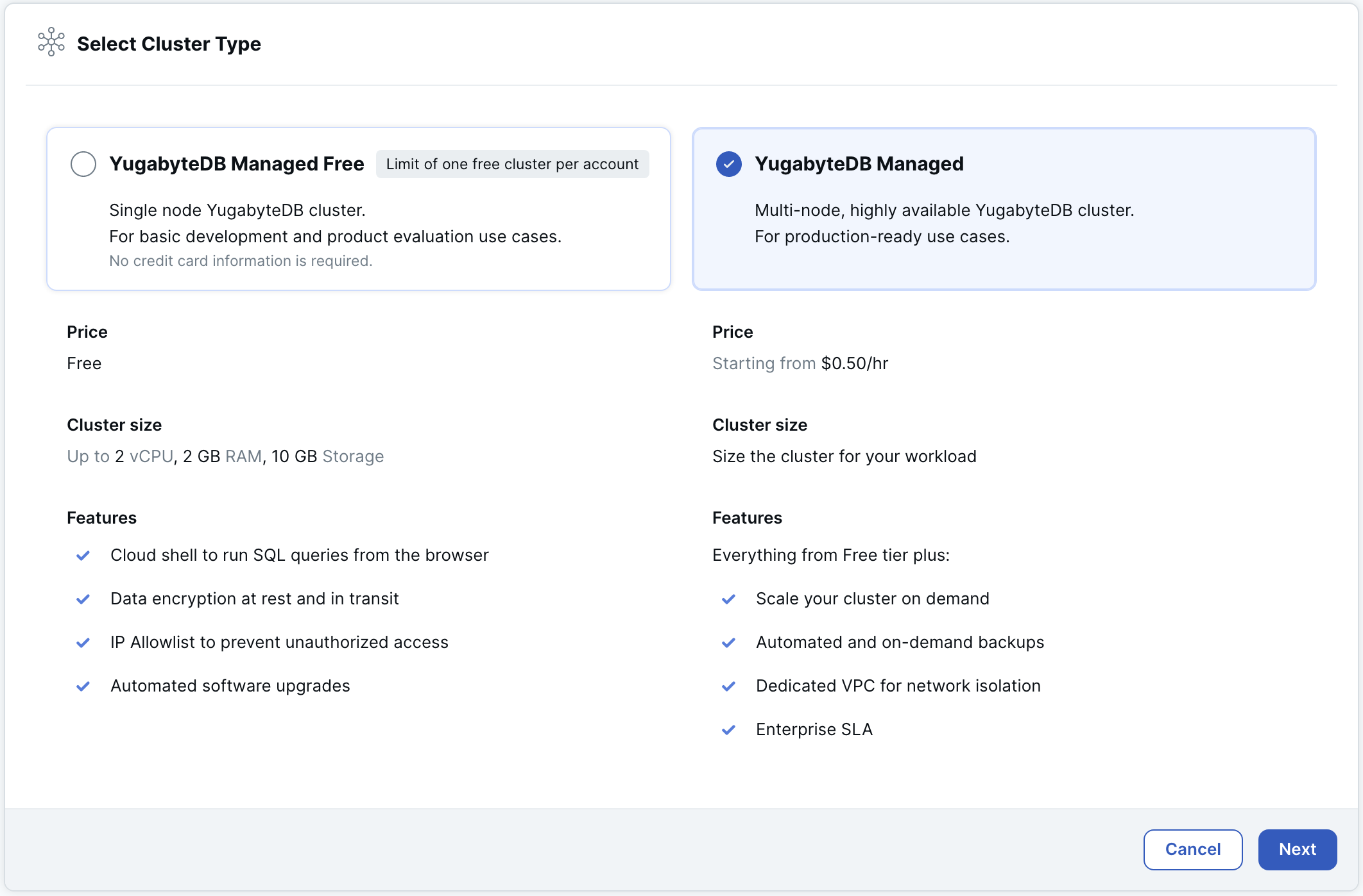 Add Cluster Wizard - Select Type
