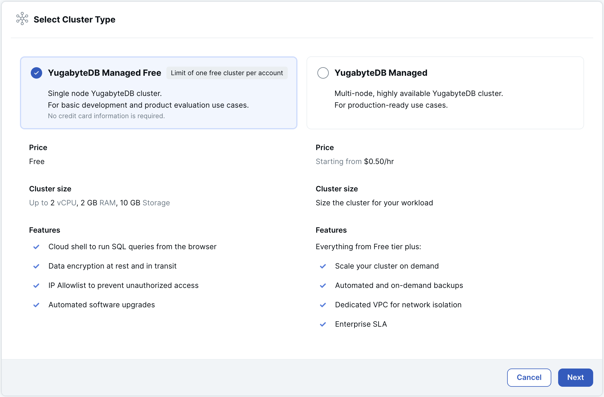 Add Cluster Wizard - Select Type