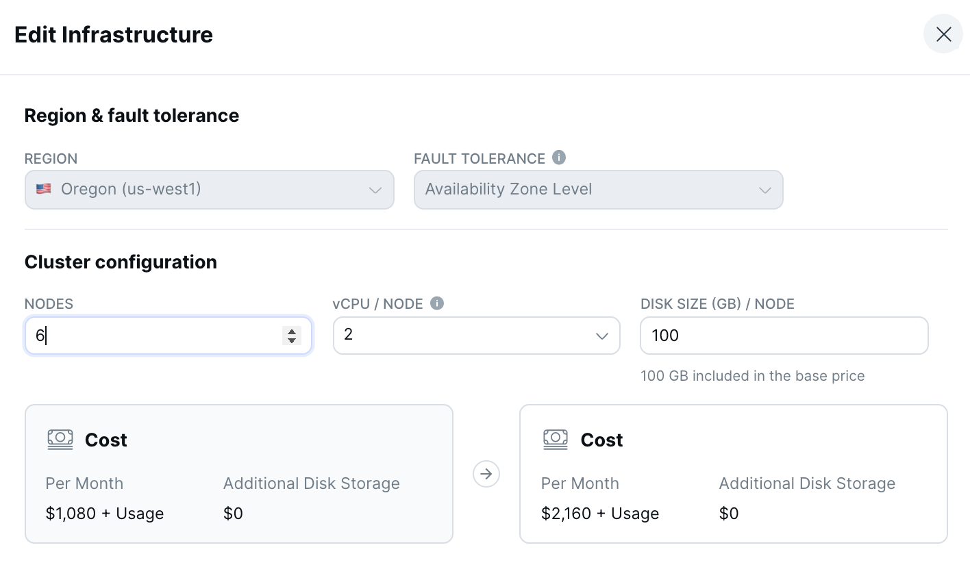 Cluster Settings Edit Infrastructure