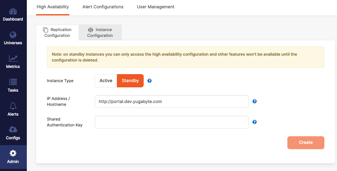 Standby instance type
